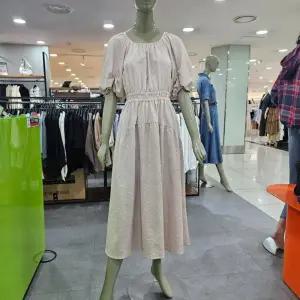 시슬리/애플아울렛/셔링 넥 벌룬소매 롱 원피스 SAOPE1431