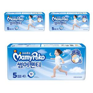 마미포코 썸머팬티 5단계 특대형 여아용 40매 3팩 여름기저귀 흡수력 시원하게 상쾌하게