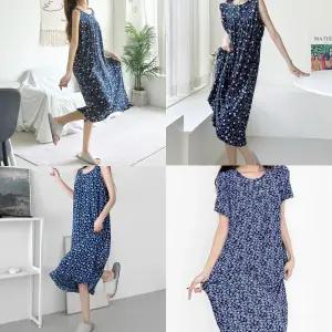 여성 7부 꽃을 품은 원피스/ 끈,반팔,민소매 냉장 (쿨) 잠옷