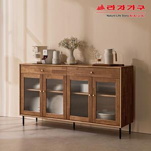 라자가구 리브 페틴 고무나무 1500 유리도어 서랍 다용도 수납장 RDL057