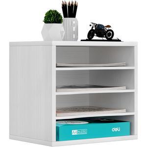 센호글비 우드 데스크 정리함 및 액세서리, 메일 분류 파일 홀더, 조절 가능한 선반이 있는 데스크톱 정리함, 사무실 홈 교실용 문서 4칸 흰색