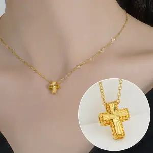 [Byeolirang]셔링 십자가 순금목걸이 24K 3.75g 18k장식 별도증정