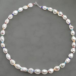 [다잇템]여성 진주 색상 실버 비즈 구슬 패션 목걸이_P399736845