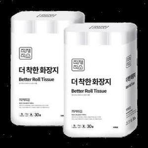 더 착한 화장지 무형광 3겹 30M 30롤 2개 총60롤