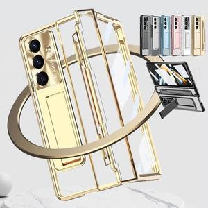 [유니커블]갤럭시 Z폴드7 카메라보호 슬림핏 플랫 힌지 액정 보호 필름 풀커버 거치대 투명 하드 케이스