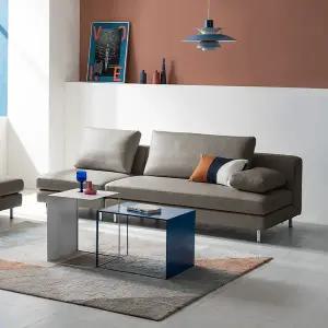 [다우닝]슈가 2인 오픈형 모듈 전체 천연 면피가죽 소파+스툴