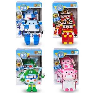 로보카 폴리 4인치 변신 4종세트 폴리 로이 헬리 엠버 미니카 자동차 로보트 작동완구 캐릭터 선물