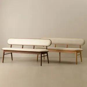 라움에스알 카이 원목 등받이 PU 쿠션 벤치 식탁의자