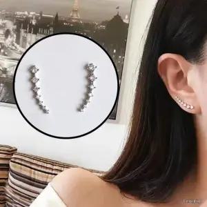 S925 순은 은침 큐빅 7개 라인 이어클라이머 귓바퀴 데일리 귀걸이 여자친구 선물