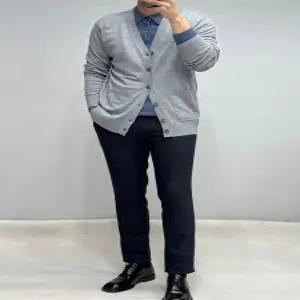 [바쏘옴므]간절기 슬림핏 그레이 남성 정장가디건 WSY3GW31AGR