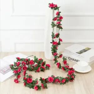 가랜드 장미 조화 넝쿨 2p세트(레드)/소품/식물/덩굴/가짜/화분/벽/꾸미기/행잉/플랜트/실내/실외/나뭇잎