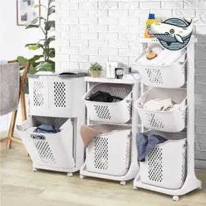 다용도 이동식 세탁 바구니 세탁물 정리 통 세탁바구니 빨래통 벽걸이빨래바구니 3단빨래바구니