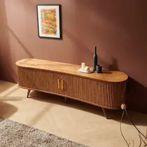 헤이몰리 피넛 월넛 1800 원목 템바보드 슬라이딩 높은 거실장