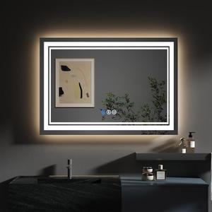 LED 욕실 거울, 24x32인치 조명, 인체 감지 조명 배니티 거울 벽, 메모리 기능, 김서림 방지, 3가지 색상, 전면 및 백라이트 욕실용 거울.