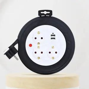 러그박스 원형 3구+2구usb 3M 블랙 멀티탭 릴선 /캠핑 전기릴선/ 전선릴