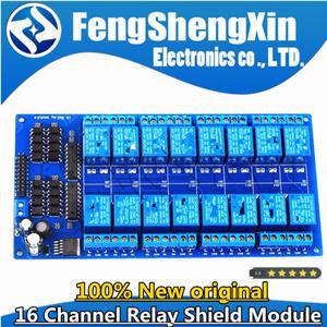 아두이노 DIY 키트용 릴레이 실드 모듈 16 채널 DC 5V 12V 24V 옵토커플러 LM2576 마이크로 컨트롤러 인터
