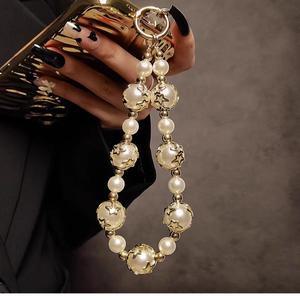 럭셔리 스타 펄 로프 폰 체인 랜야드 참 스트랩 손목 비즈 행잉 코드 팔찌 카메라용 세련된 여성용