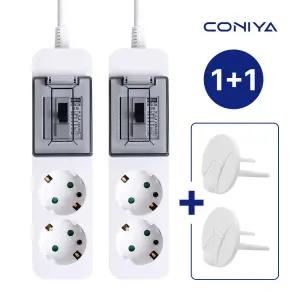 2개세트 코니야 국산 멀티탭 고용량 배선차단 2구 2.5M 화이트 에어컨 고전력