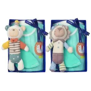 [갤러리아] (압소바출산,백일,신생아내의)호루7부우주복+사자,곰딸랑이세트(A23-106D1SET)