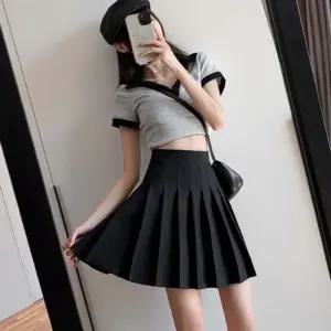 발랄한 여성 A라인 미니 주름 스커트 치마 데일리룩