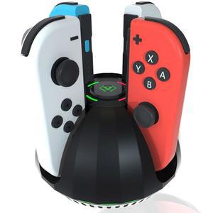 닌텐도 OLED 조이콘용 스위치 컨트롤러 충전 도크, 스위치 1 조이콘이 장착된 충전소, 4 in 1 조이콘 충전 도크, LED 표시 및 USB Type-C 충전 케이블이 장착된 조이콘용 충전 도크