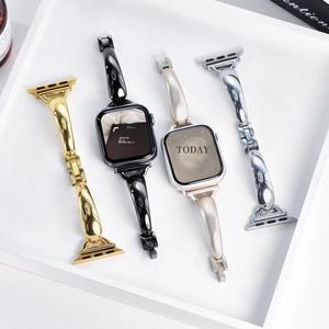 슬림 걸 메탈 럭셔리 애플워치 밴드 10/11 42/46mm 9 8 7 41mm/45mm 42mm 4/5/6/SE 루프형 아이워치 스트랩