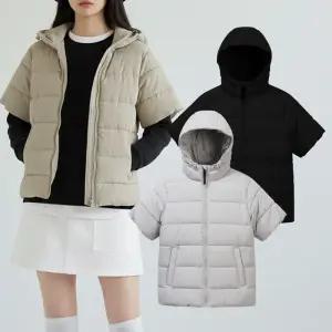 여성 경량패딩 가벼운 웰론 반팔패딩 후드 남녀공용