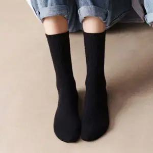 [콩심팥심]골지 장목 양말 03골지장목-크림 목긴 교복 여성
