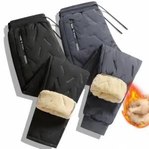 7XL입고 방한 양털 패딩바지 겨울 남성 작업복 기모 밴딩 조거팬츠