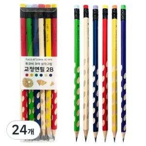 투코비 코마 삼각그립 교정연필 TC-P11 12본 2B, 혼합색상, 12개