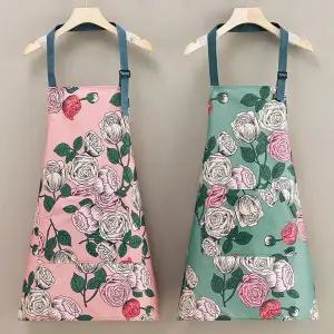 [토마]꽃무늬 패턴 방수코팅 앞치마/예쁜 사계절 생활방수 원피스압치마(CN143144)