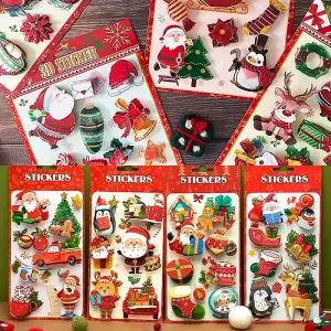 [오피스스쿨] 토단(TD) 홀로그램 크리스마스 입체 스티커 (소형/대형) 8종택1 다꾸 카드 선물포장 꾸미기재료 팬시 데코 입체스티커 크리스마스행사