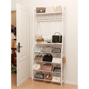 문뒤 수납장 슬림 철제 틈새장 책꽂이 가방 모자 중형 옷걸이 화이트