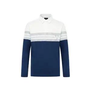 와이드앵글골프긴팔 KQJ WMU25271TB 남성 CO 어깨 배색 보더 폴로 티셔츠 M (T.Blue)