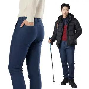 모렉스 남성 기모 본딩 작업복 청바지 스판 용접 노가다 방한복 데님 진청 팬츠 424