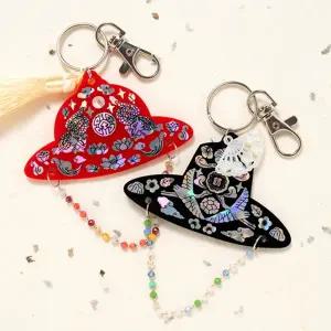 민화샵 우리나라 전통 모자 갓 키링 만들기 굿즈 선물 추석 설날 열쇠고리 자개키링 기념품 한국전통 소품