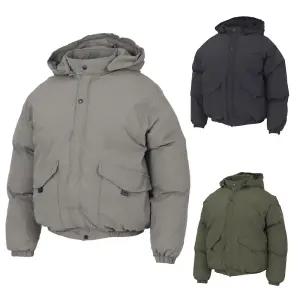 [김영주골프] 겨울 발열 안감 후드 점퍼 하이넥 방한 남성 숏 패딩 DPWMJP88