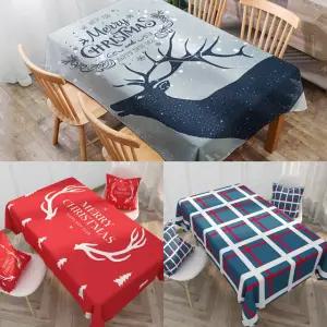 크리스마스 방수 식탁보 테이블 커버 야외 행사용 린넨 홈파티 연말 캠핑 카페 2~4인용