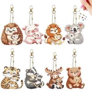 엄마랑 아기동물들 열쇠고리 보석십자수 8개 한세트(양면) 샤이닝비즈