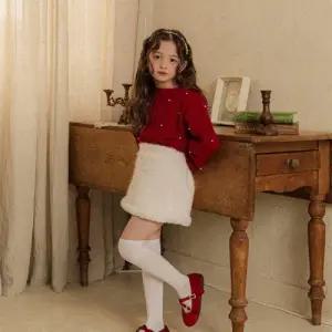 유아 겨울 크리스마스 스커트 화이트리스커트 치마 포크칩스