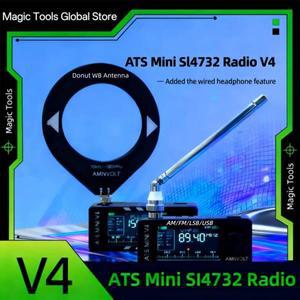 AMNVOLT V4 ATS MINI SI4732 올 밴드 DSP 라디오 FM/AM/SSB/LSB/USB 수신기 내장형 하이-제이 헤드폰 앰프