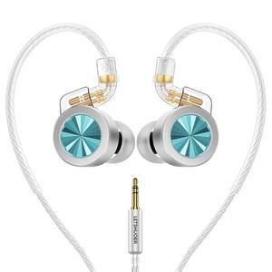 LETSHUOER D02 HI FI TYPE 인이어 아쿠아 도금 이어버드 IEM 드라이버가 회로 유선 마그네틱 있는 챔버 5MM 구리 이어폰 듀얼 탈착식 11MM 실버 마이크가 케이블 모니터 다이내믹