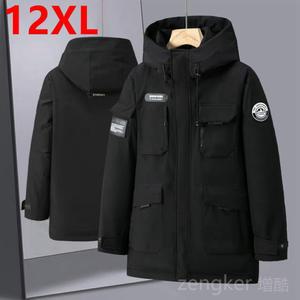 남녀공용 두꺼운 다운 중간 재킷 길이 퍼퍼 12XL 사이즈 후드 11XL 작업복 겨울 10XL