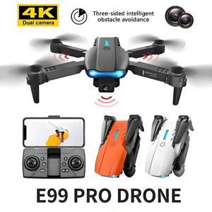 4K HD 듀얼 카메라 미니 드론 WiFi FPV E99 MAX 셀카 RC UAV 6축 자이로 원키 자동 복귀 접이식 조절 가능