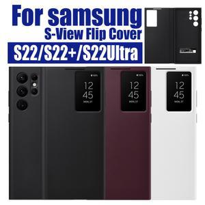 S22 갤럭시 플러스 삼성 울트라 커버 LED S-뷰 플립 phosne 케이스 지갑 클리어 windows
