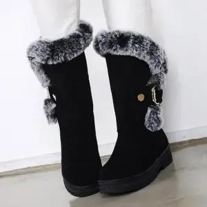 여성 겨울 방한 스웨이드 털부츠 퍼트리밍 미들부츠 털안감 털부츠 미들부츠 스웨이드부츠 방한부츠 발편한