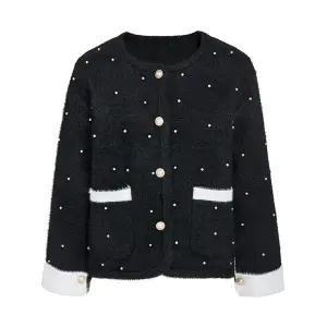 [JJ지고트](광주신세계)밍크 진주 도트 배색 가디건 GRCN1CD331