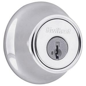 Kwikset 660 데드볼트 잠금장치 광택 크롬 원형 외부 현관문 픽 저항성 스마트키 키 싱글 실린더