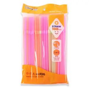자바라 빨대 (100P)/주방/잡화/일회용품/실리콘/버블티/종이/주름/일회용/텀블러/굵은빨대/플라스틱/투명