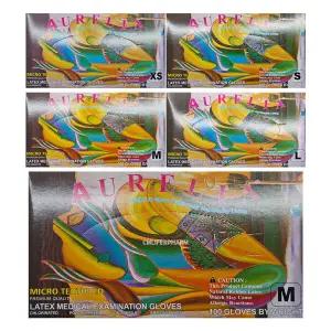 오렐리아 라텍스 글러브 100입 X 10개/XS S M L 4가지 사이즈 파우더프리 무분말 진료용 의료용 위생 장갑